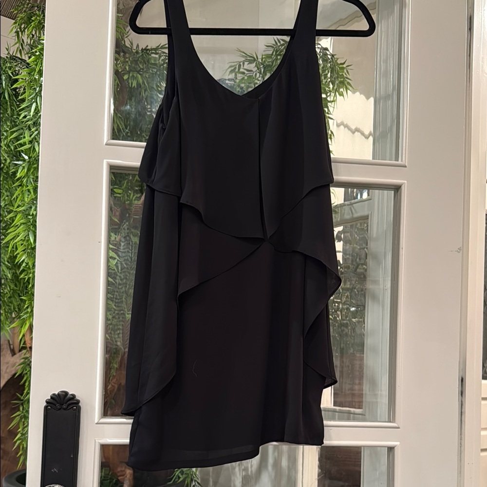 Elegant Black Layered Black Short Mini Sleeveless Dress